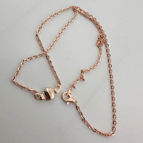 Pretty Oval Sapphire and Crystal Necklace with Rose Gold Overlay - Picture 7 of 8